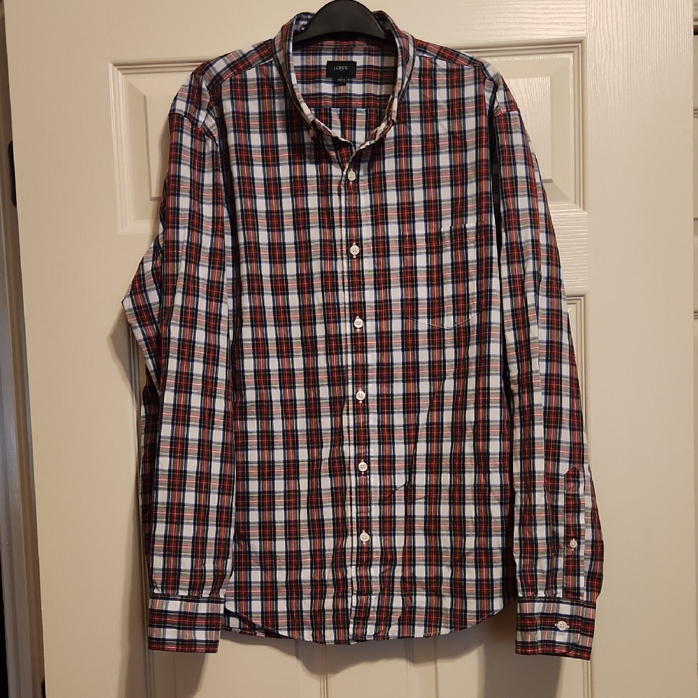 J Crew XL Button-Down Plaid Long-Sleeve Shirt